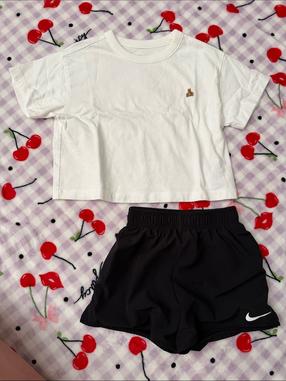 Like New Baby Gap White Boxy Tee 2T & Black Nike Active Shorts 24M